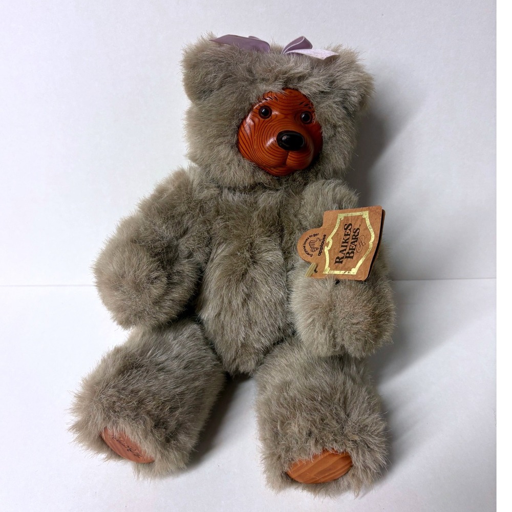 Raikes Bears Applause Playtime Cookie Wood Face Plush Teddy Bear Vintage 12"